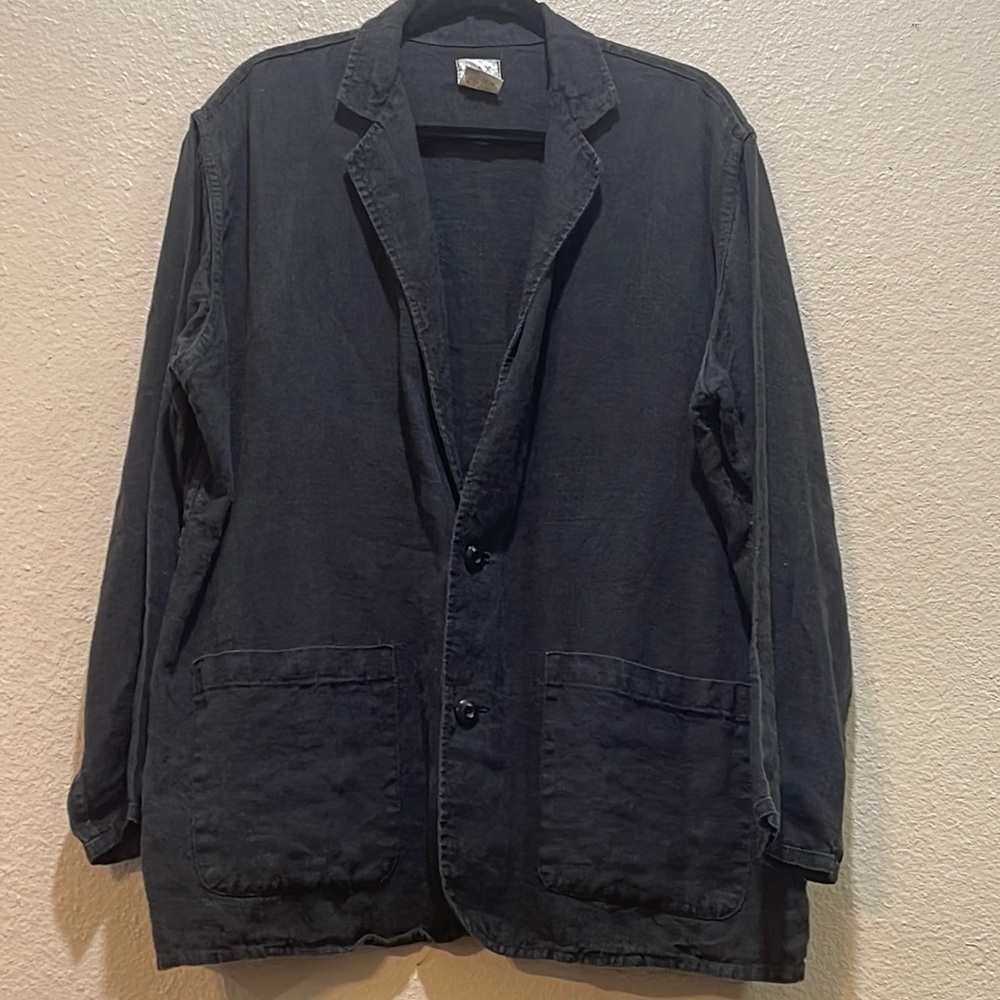 Flax Gray and Black Casual Blazer